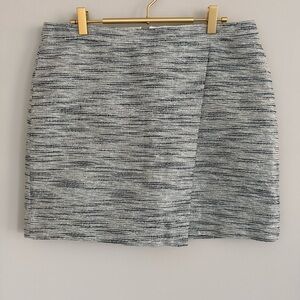 J Crew Textured Tweed Flap Mini Skirt Black Silver 10